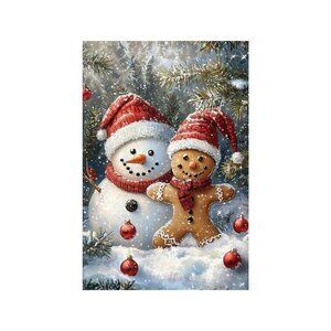 Winter Christmas Snowman Unframed Canvas Wall Art  24" X 36"